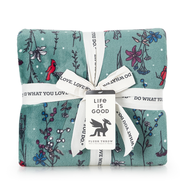 Plush Throw Blanket -  Cardinal Floral
