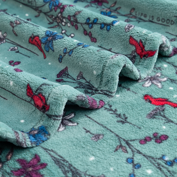 Plush Throw Blanket -  Cardinal Floral