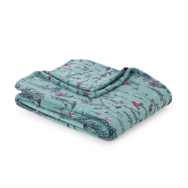 Plush Throw Blanket -  Cardinal Floral
