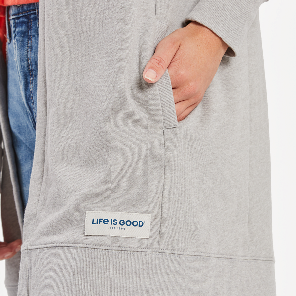 Women's New Simply True Good Beyond the Hip Hoodie-Vibes Wordmark (Grey)
