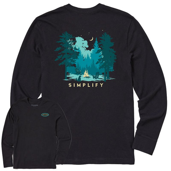 Men's  Long Sleeve Crusher Tee Simplify Campfire (Front and Back Graphic)