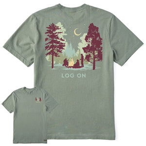 Men's Crusher-LITE tee Log On Campfire (Front and Back Graphic)