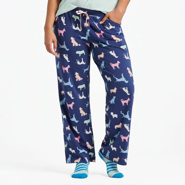 Women's Snuggle Up Sleep Pants Colorful Dogs Pattern
