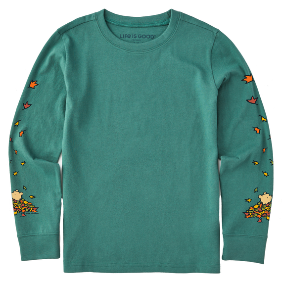 Kids Long Sleeve Crusher Tee - Winnie Falling Leaves