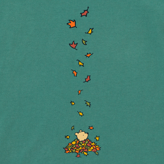 Kids Long Sleeve Crusher Tee - Winnie Falling Leaves