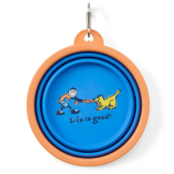 Silicone Travel Dog Bowl - Jake and Rocket Tug of War