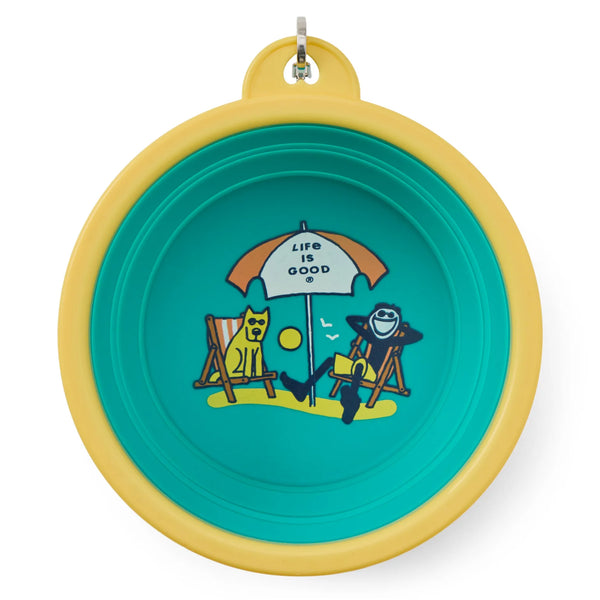 Silicone Travel Dog Bowl - Jake and Rocket Good Times Beach