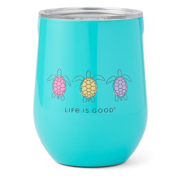12 oz Stemless Tumbler - Three Turtles