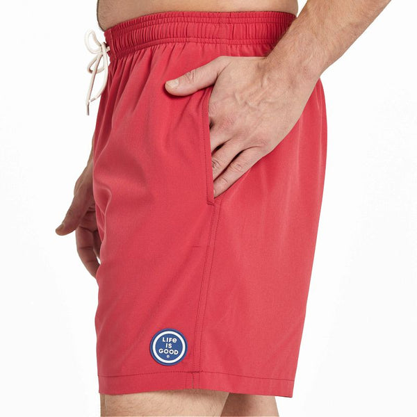 Men's Swim Short Life is Good Faded Red