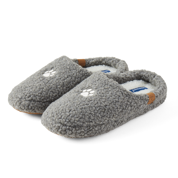 MEN'S FLEECE CLOG SLIPPER- GRAY DOG PAW