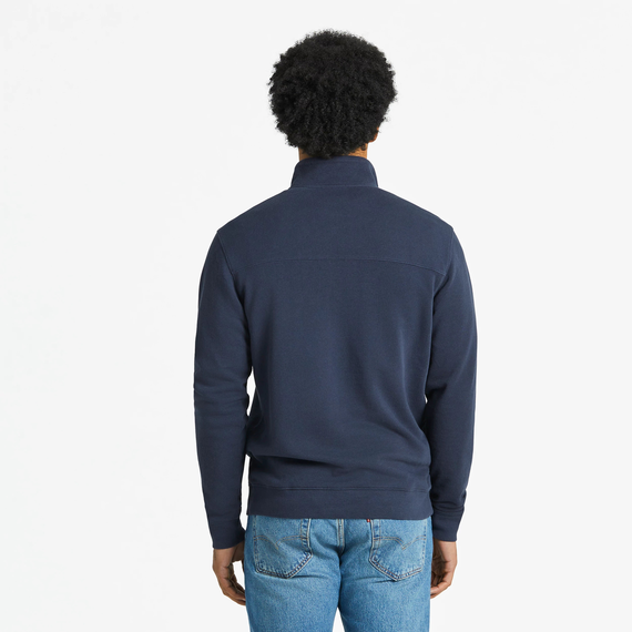 Men's French Terry Quarter Zip - Solid Inkwell Blue