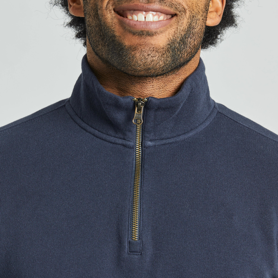 Men's French Terry Quarter Zip - Solid Inkwell Blue