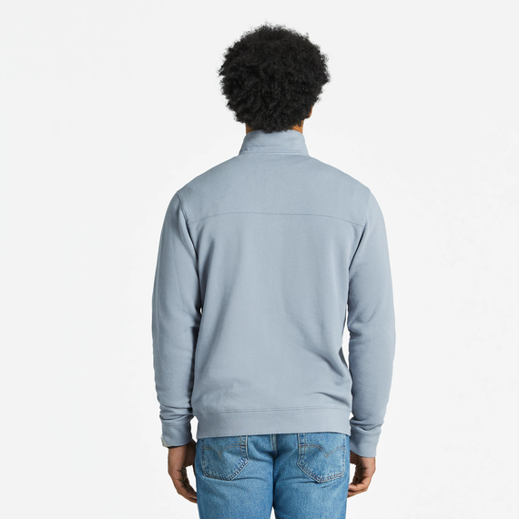 Men's French Terry Quarter Zip - Solid Stone Blue