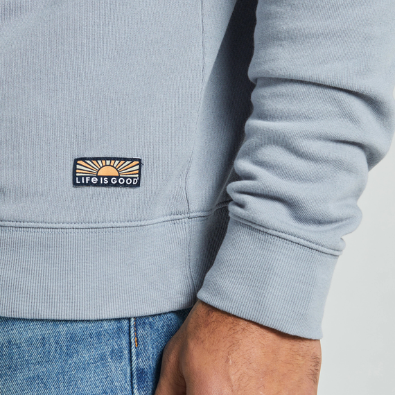 Men's French Terry Quarter Zip - Solid Stone Blue