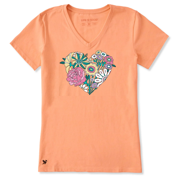 Women's Crusher Vee - Retro Flower Heart