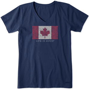 Women's Crusher Vee-Canada Floral Flag