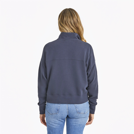 Women's French Terry Boxy Quarter Zip - Inkwell Blue