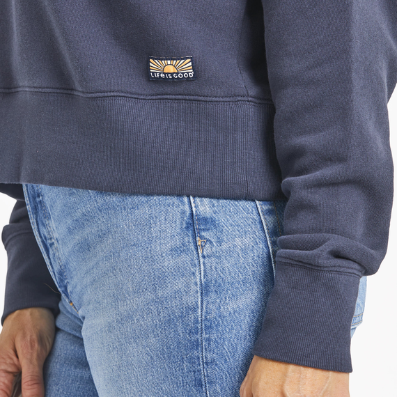 Women's French Terry Boxy Quarter Zip - Inkwell Blue