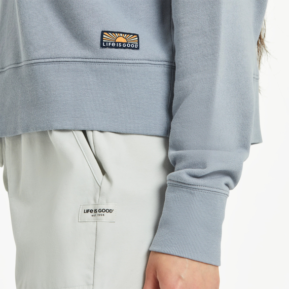 Women's French Terry Boxy Quarter Zip - Stone Blue