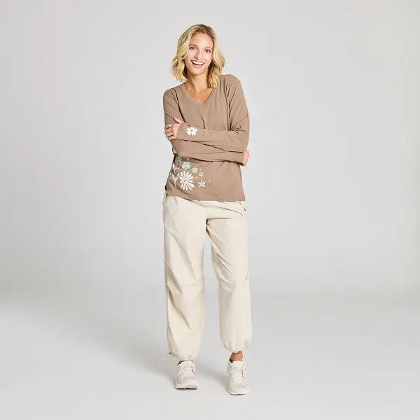 Women's Long Sleeve Crusher Vee - Key To Happiness