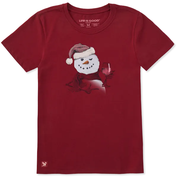 Women's Crusher Tee - Snowman with Red Wine