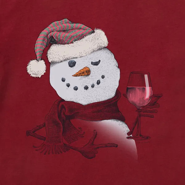 Women's Crusher Tee - Snowman with Red Wine