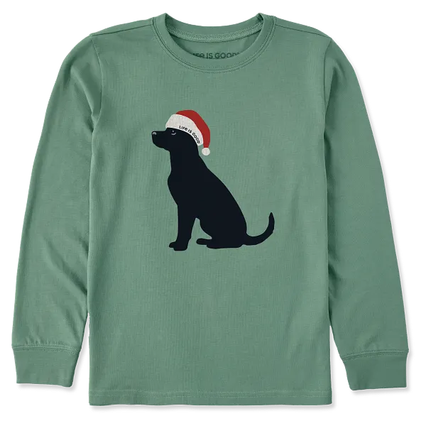 Kids Long Sleeve Crusher Tee - Christmas Dog