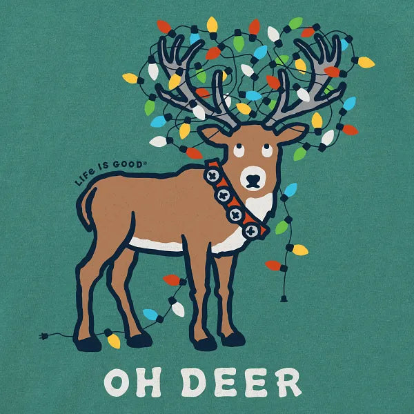 Women's Long Sleeve Crusher Tee - Oh Deer Christmas Lights Tangle