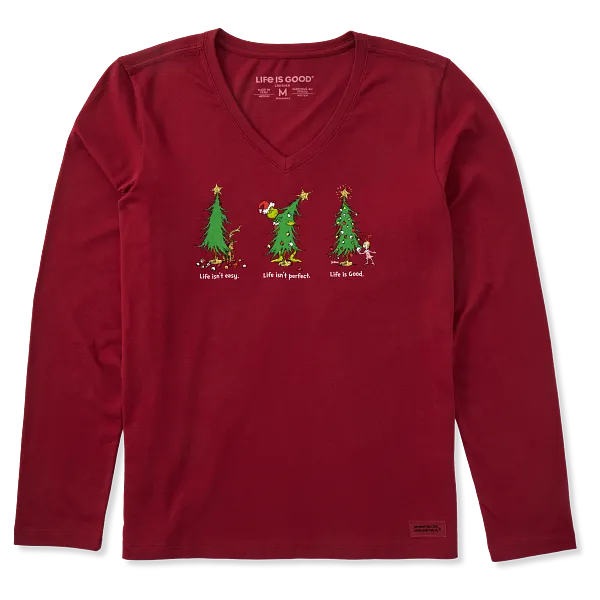 Women's Long Sleeve Crusher Vee - Life Isn't Easy - Life is Good Westport, Canada