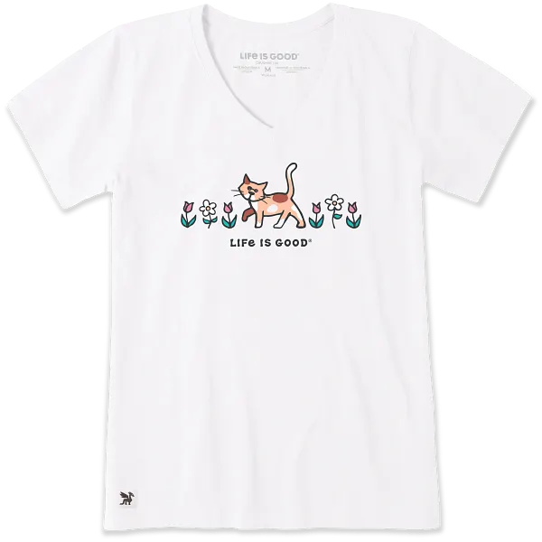 Women's Crusher-LITE Vee - The Cat Flower - Life is Good Westport, Canada