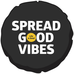 SPREAD GOOD VIBES-TIRE COVER - Jake by the Lake-Life is good