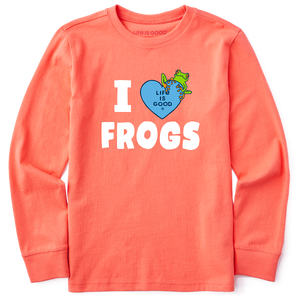 Kids Long Sleeve Crusher Tee-I love Frogs