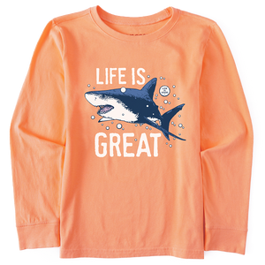Kids Long Sleeve Crusher Tee-Life is Great (Shark)