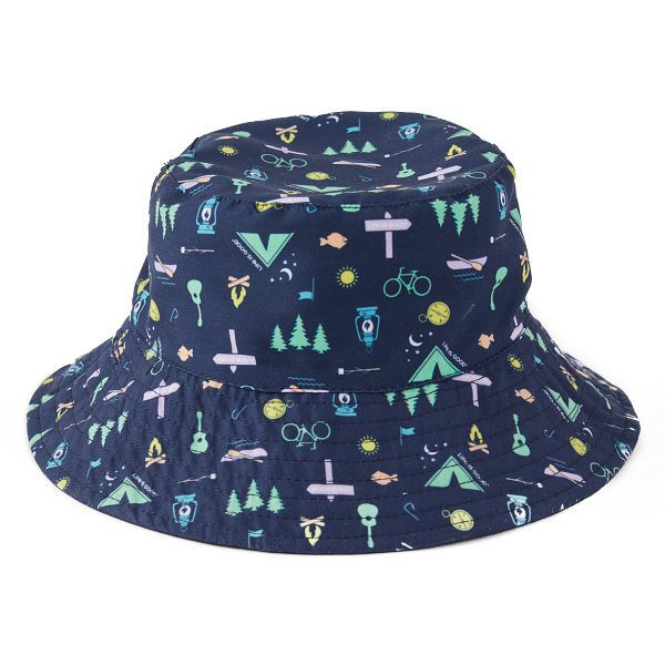 Made in the Shade Camp Baby Bucket Hat (Darkest Blue) Reversible