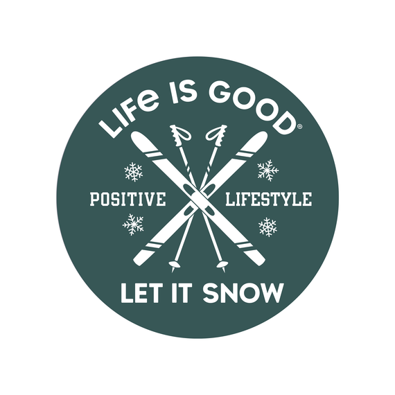 4" Circle Sticker Let it Snow (Ski)