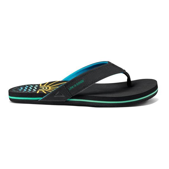 Men s Reef Newport Flip Flops Sunrise Black 8
