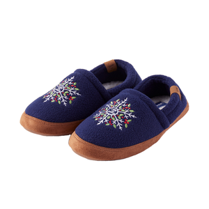 WOMEN'S FLEECE A-LINE SLIPPER w/SNOWFLAKE EMBROIDERY