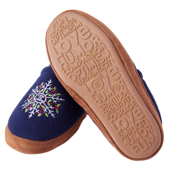 WOMEN'S FLEECE A-LINE SLIPPER w/SNOWFLAKE EMBROIDERY